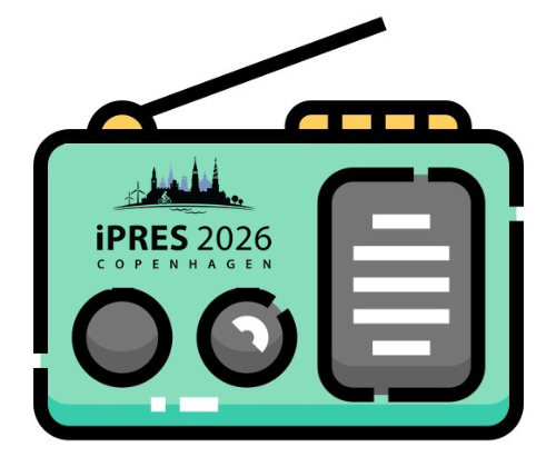 Drawing of green radio with the iPRES logo added
